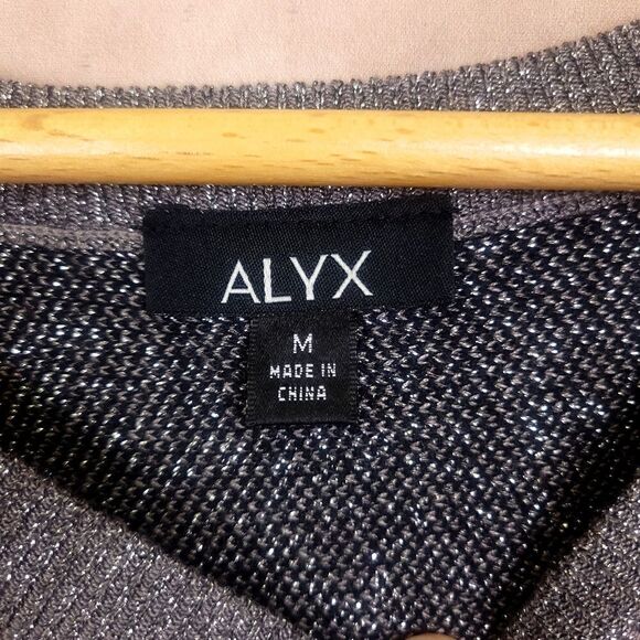 Alyx Grey Black Metalic Gradient Ombre Sweater Dolman Sleeve Size Medium - Picture 7 of 8